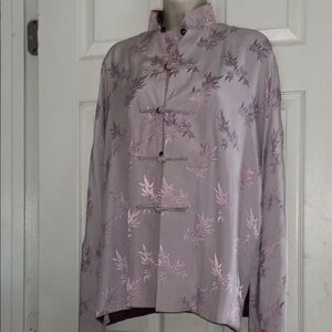 YAY like Silky Lavender Floral Chinese Button-Up Jacket